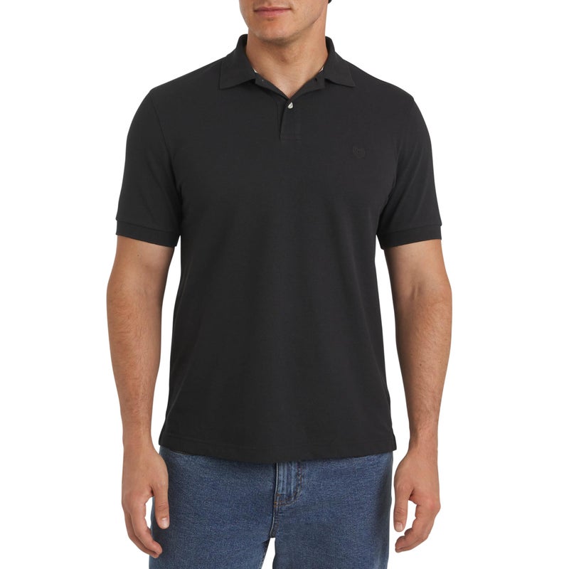 Chaps Men's Everyday Casual Classic Fit Stretch Pique Polo Shirt, American Black, XX-Large - Image 1