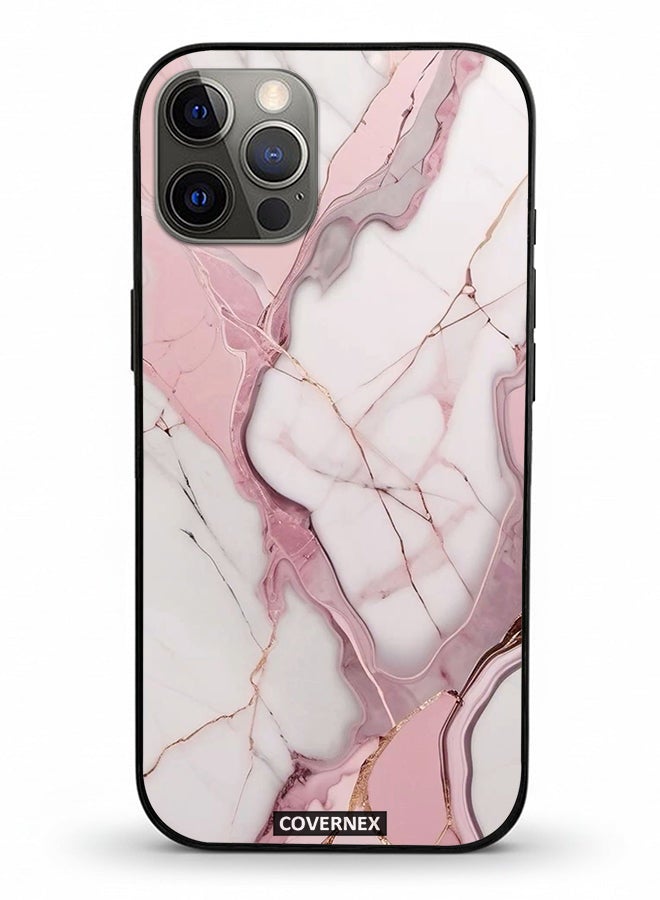 Covernex Apple iPhone 12 Pro Protective Case Cover Printed Featuring Rose Quartz Marble Texture - Image 2