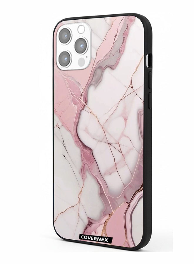 Covernex Apple iPhone 12 Pro Protective Case Cover Printed Featuring Rose Quartz Marble Texture - Image 1