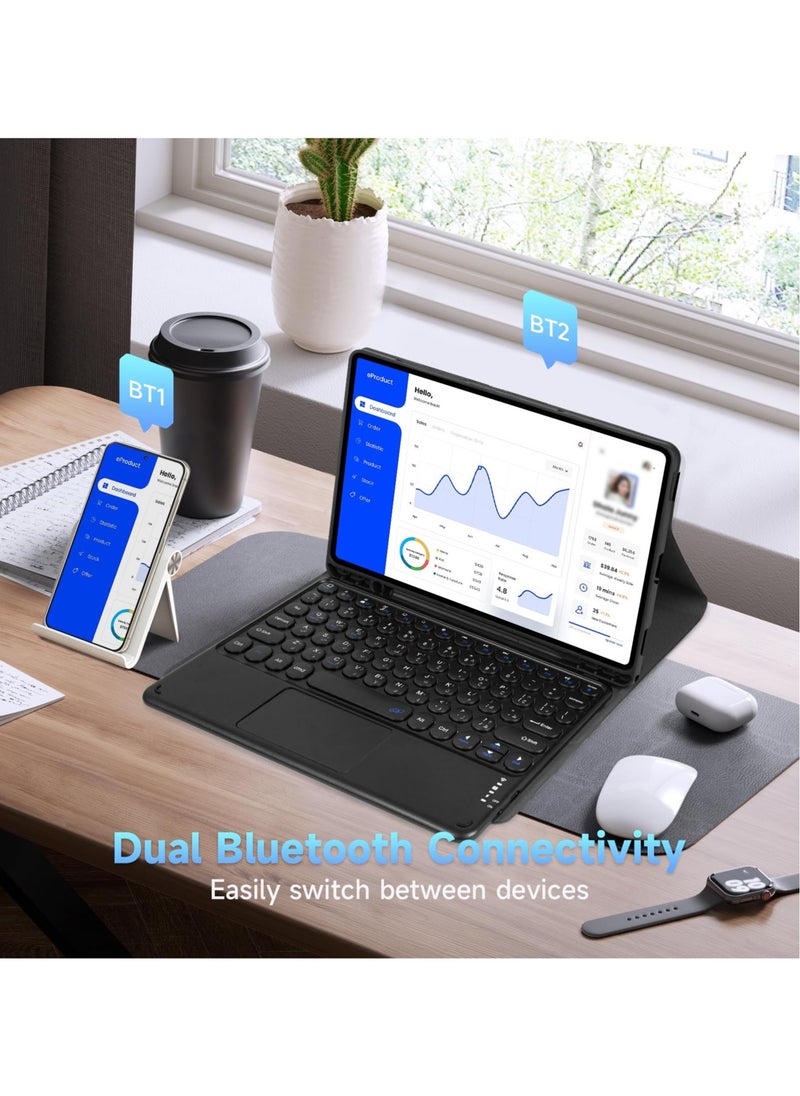 UCHUANG - Compatible with Samsung Galaxy Tab A9 Plus Keyboard Case 11-inch Magnetic Detachable Wireless Arabic Keyboard Cover，for Samsung Galaxy Tab A9 Plus 2023 (SM-X216/X210) - Black - Image 1