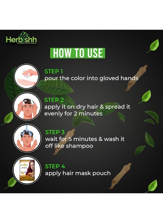 Herbishh Hair Color Shampoo For Gray Hair Dye Shampoo With Argan Hair Mask Travel Size-Colors Hair In Minutes Long Lasting Colour 30 ml x 10Pack Ammonia-Free (Chestnut Brown) - Image 5