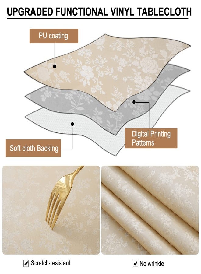 Smiry Rectangle Picnic Table Cloth, Elastic Waterproof Fitted Heavy Duty Vinyl Tablecloths, Wipeable Washable Table Covers for Kitchen, Dining, Camping, Outdoor (Beige, 30" X 72") - Image 4