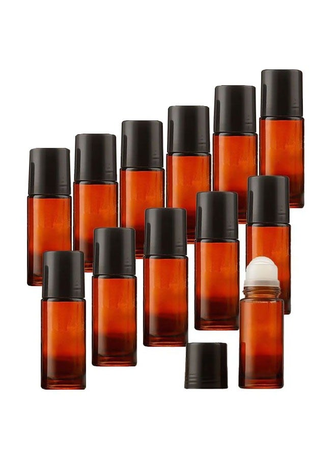 ZCM-HAPPY 12-piece Essential oil bottle set with rollerball brown 30ml - Image 1