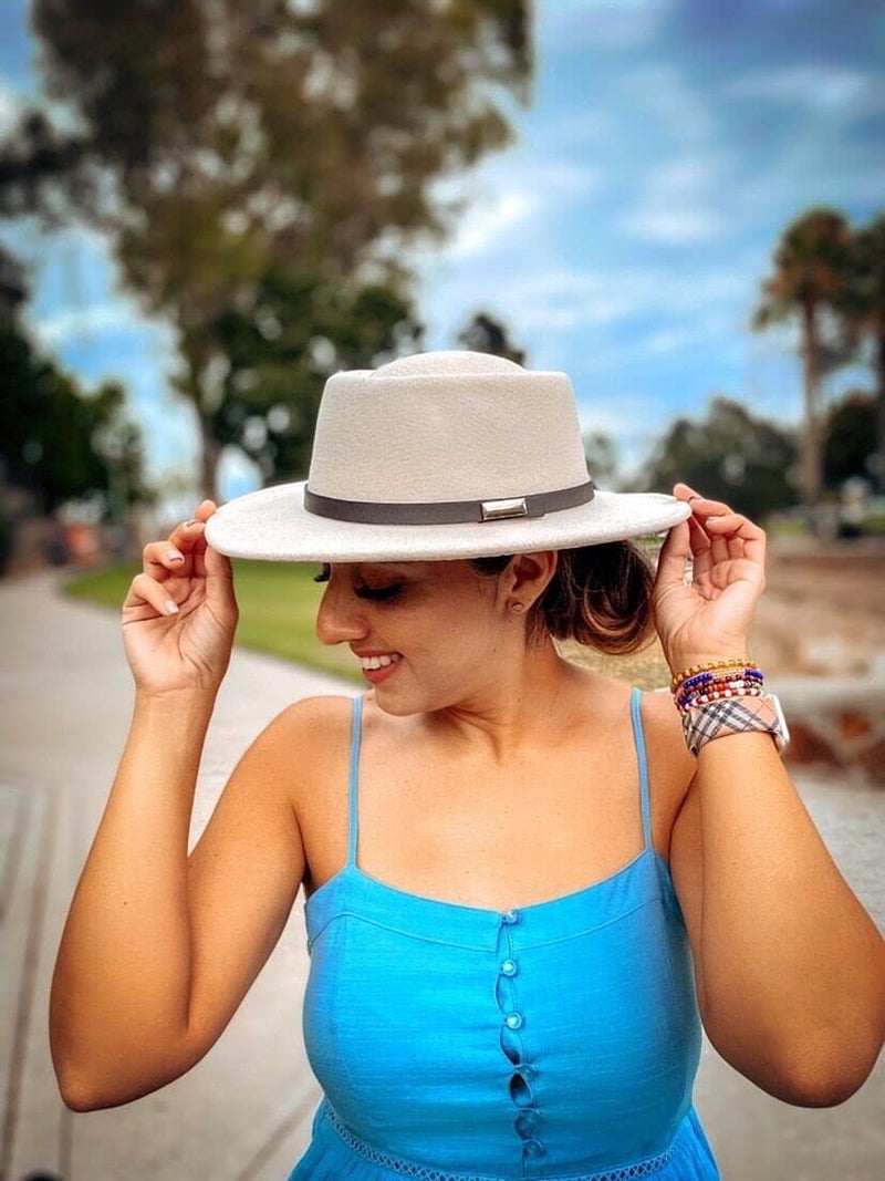 Lanzom Women Vintage Wide Brim Warm Wool Fedora Hat Belt Panama Hat Felt Jazz Hat (A-Black, Medium) - Image 4