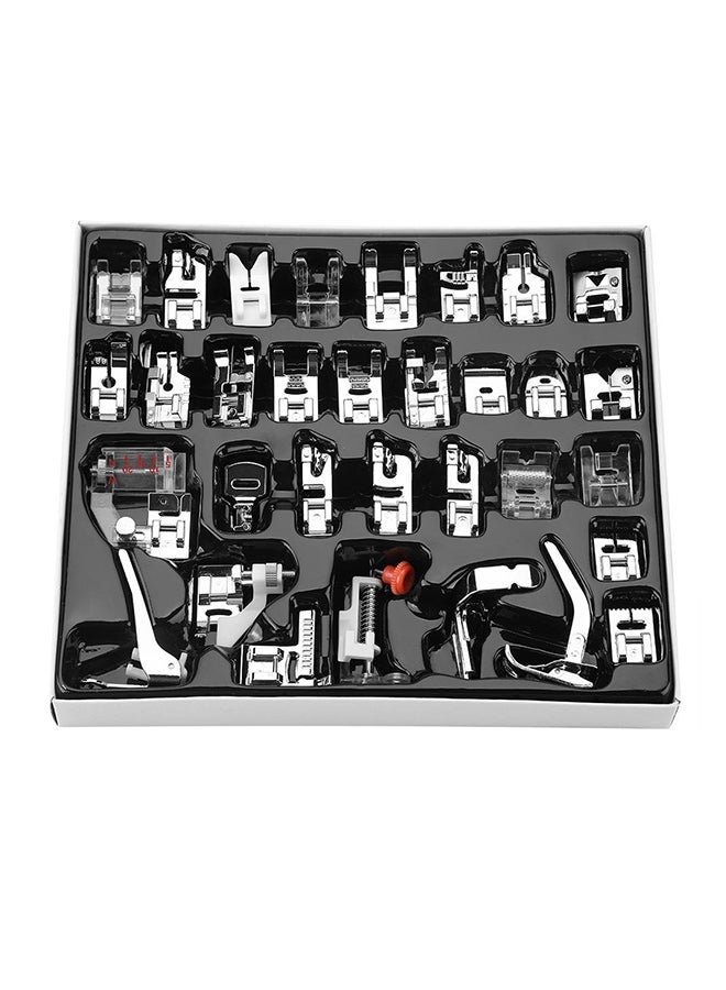 NIBEMINENT 32-Piece Stitching Foot Presser Kit For Sewing Machine Silver 330.00grams