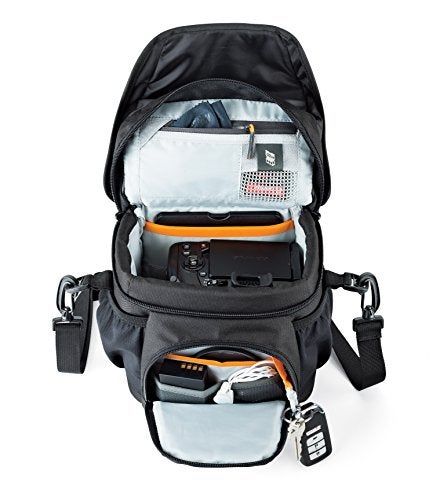 Lowepro LP37117, Nova 140AW II Camera Bag, Customizable, Portable, Fits Mirrorless with 17-85mm Attached Lens, Compact Drone, Flash, Black - Image 3