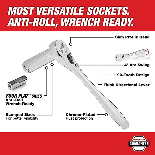 Milwaukee Ratchet-Socket Set SAE 1/4IN 48-22-9404 - Image 4