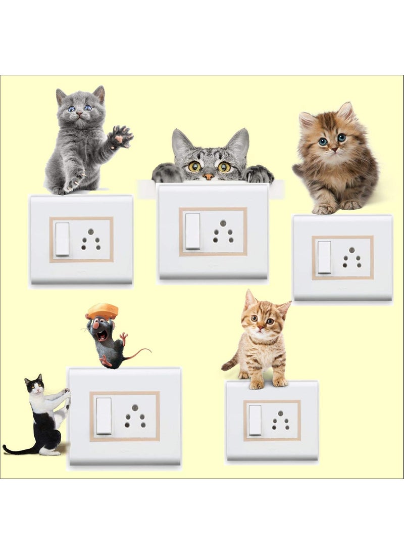 Sticker Yard Sticker Yard Vinyl Cats Wall Tile Switch Board Sticker 984 x 039 x 984 Inches Multicolour  - Image 1