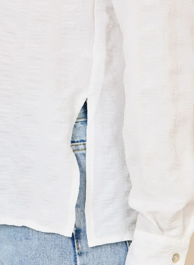 Styli Textured Button Placket Regular Fit Shirt