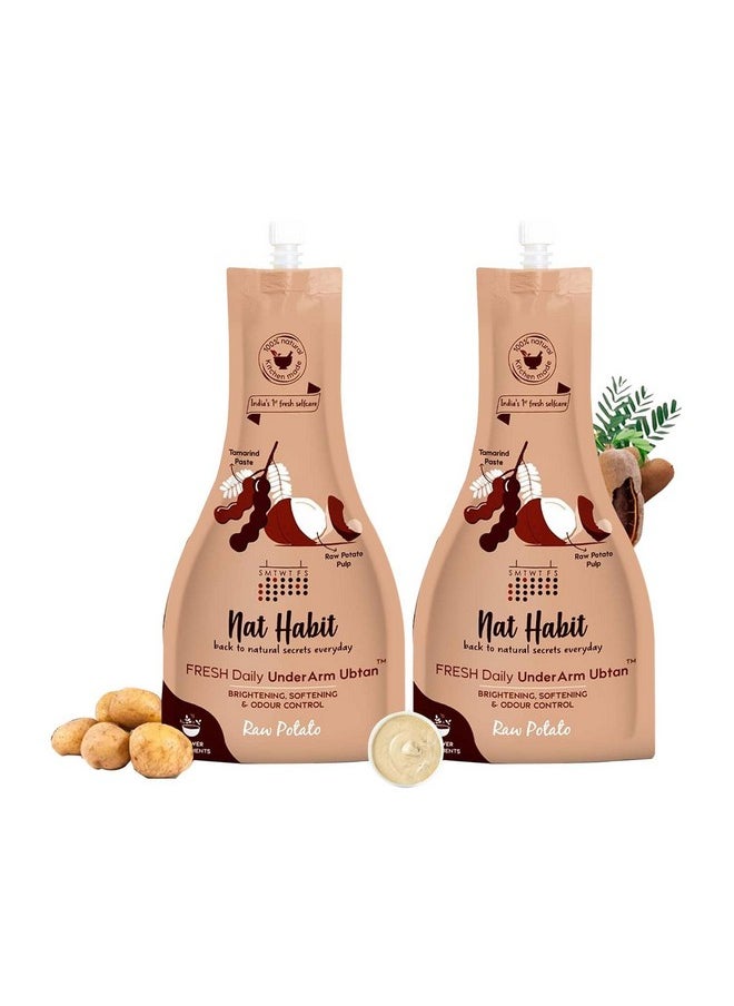 Nat Habit Raw Potato Underarm Ubtan & Scrub For Brightening, Softening & Odour Control With Tamarind & Zero Chemical (40Gm X Pack Of 2)  - Image 1