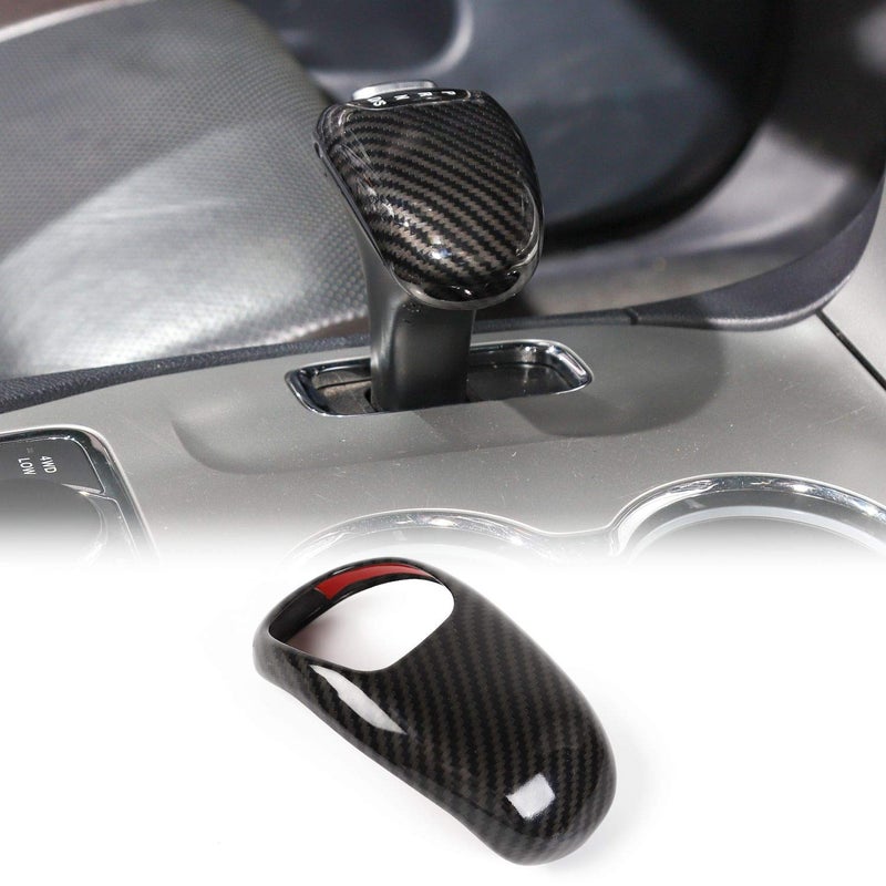 CheroCar Gear Shift Knob Cover Stick Shifter Cap Cover Frame for 2014-2015 Jeep Grand Cherokee, for 2012-2014 Chrysler 300C, Interior Accessories (Carbon Fiber Grain) - Image 2
