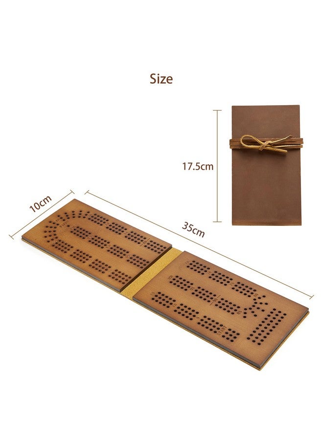 Jeereal Travel Cribbage Board Game Leather & Solid Bambo-Wood Pocket Sized Tiny Card Game Board (Bamboo|3 Tracks) - Image 2