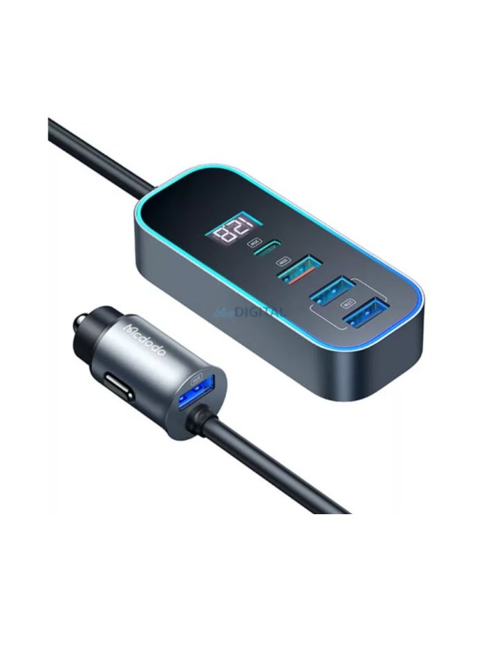 Mcdodo 5-Port Fast Car Charger (4 USB + 1 Type-C) CC-1900 Gray