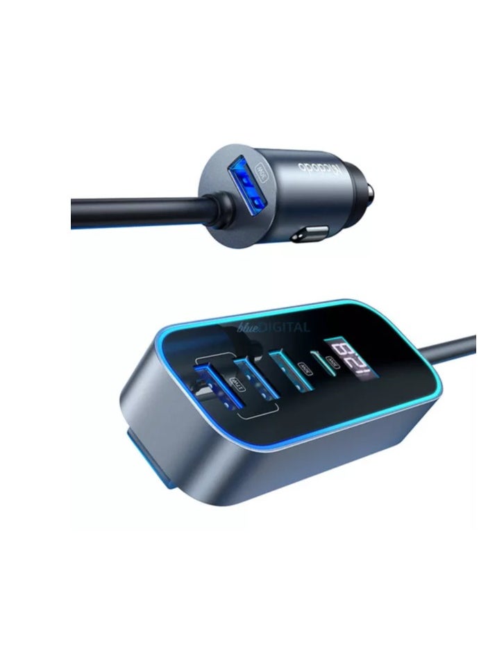 Mcdodo 5-Port Fast Car Charger (4 USB + 1 Type-C) CC-1900 Gray
