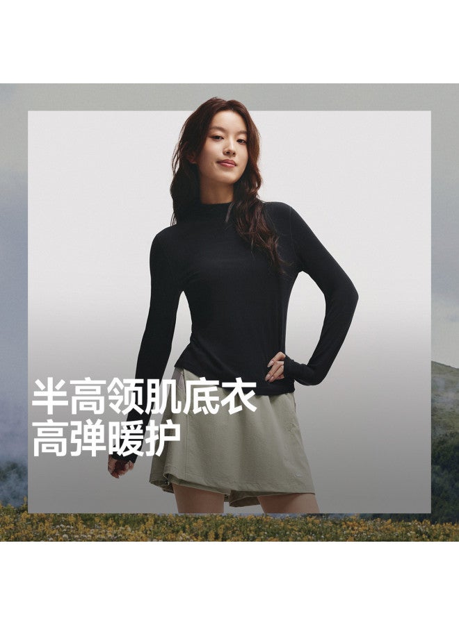 Beneunder New Versatile Brushed Semi-High Neck Base Layer Shirt For Women, Long Sleeve T-Shirt For Outerwear Or Layering - Image 2