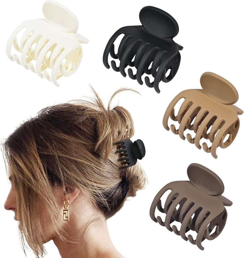 DEEKA Dust tight seal Double Row Teeth Hair Clips Small Claw Clips for Thin Hair 4 Pack 1.6" Medium Matte Non-slip Short Hair Accessories for Women and Girls Multicolor Neat shape - Image 1