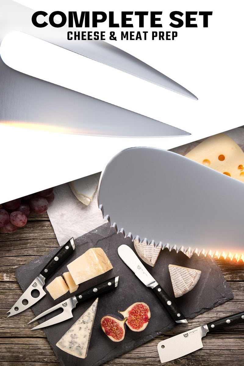 Dalstrong Dalstrong Charcuterie & Cheese Knife Set-4pc-Gladiator Series Elite-Mini Cleaver, Serrated,Round-Tip,Forked Cheese Knives Set-G10 Handle-Soft & Hard Cheese-Sheath-NSF Certified  - Image 3