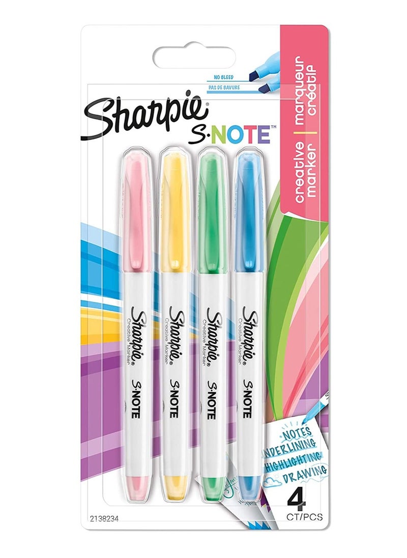 Sharpie قلم تحديد دائم بطرف مشطوف متعدد الألوان، مكون من 4 قطع  - Image 1
