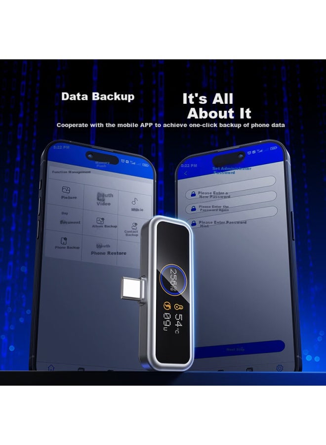 Eaget I30Pro 256Gb Usb3.0 Type-C, Apple Android Phone Usb Drive, Pd Power App Digital Encryption With Screen Display, Large Capacity - Image 3