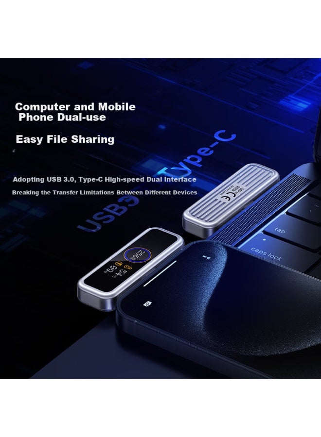 Eaget I30Pro 256Gb Usb3.0 Type-C, Apple Android Phone Usb Drive, Pd Power App Digital Encryption With Screen Display, Large Capacity - Image 4