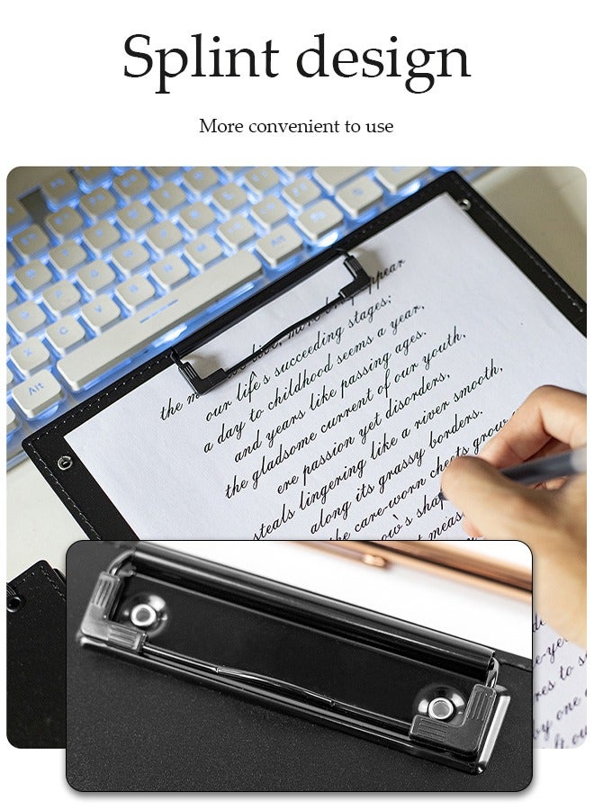 DUNISO لوحة ملاحظات للتمريض، لوحة ملاحظات قابلة للطي بثلاث طبقات، لوحة طبية محمولة، تصميم مشبك، تصميم حزام مرن، مناسبة للطلاب والممرضين والأطباء، سوداء - Image 4