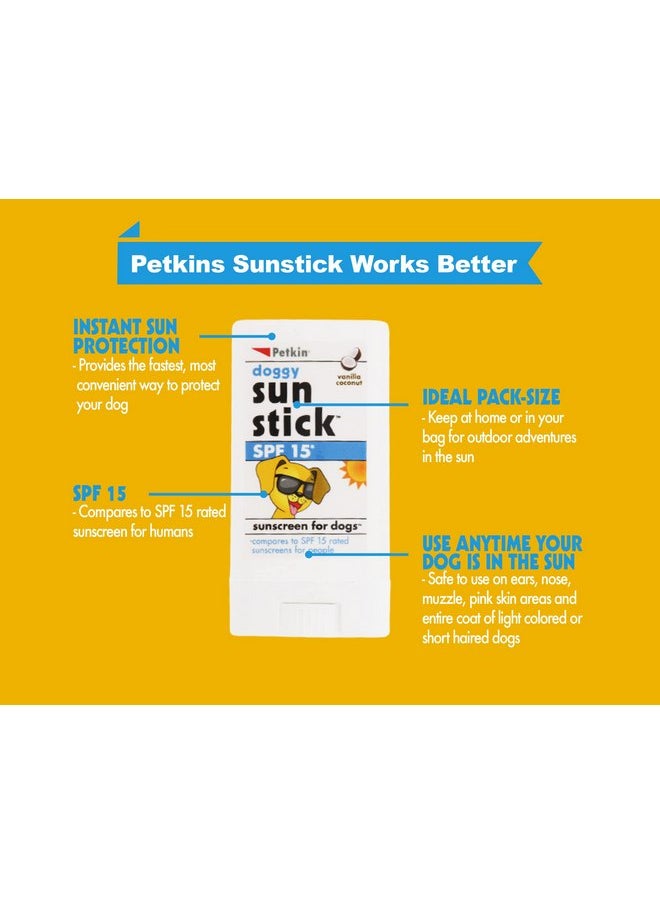Petkin - Petkin Dog Sunscreen Sunstick - Sunscreen for Dogs and Puppies, SPF 15 - Simply Rub on Anytime for Instant Sun Protection - Vanilla Coconut Scent, .5 oz Net Weight - Ideal for Home or Travel - Image 1