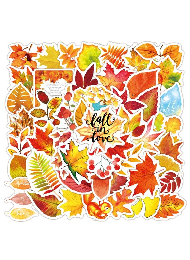 NIBEMINENT 50 Pcs Autumn Leaves Thanksgiving Deco Kit Waterproof Stickers, High Definition Printing Bright Colors, Suitable for Laptop Skateboard Luggage Water Bottle Guitar DIY - Image 1