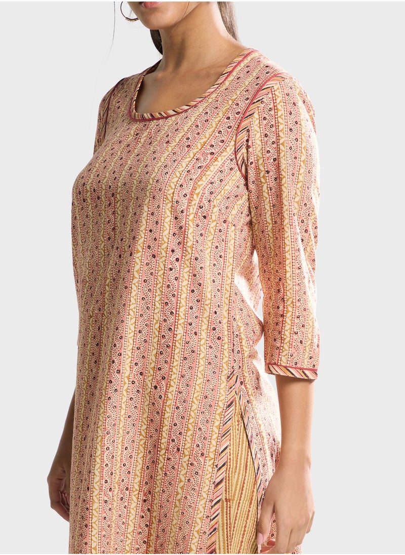 Fabindia - Crew Neck Printed Kurti - Image 1