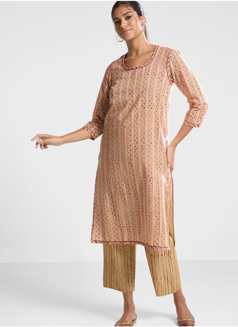 Fabindia - Crew Neck Printed Kurti - Image 1