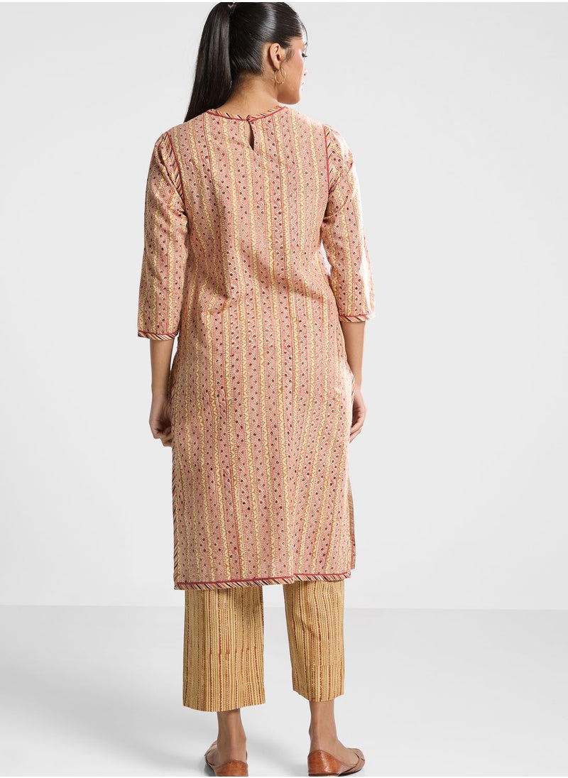 Fabindia - Crew Neck Printed Kurti - Image 1