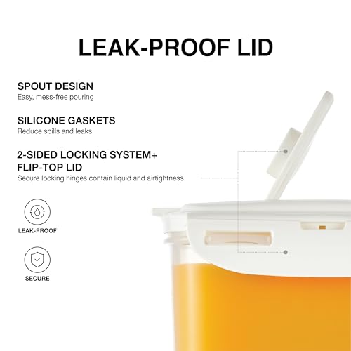 LocknLock Aqua Fridge Door Water Jug with Handle BPA Free Plastic Pitcher with Flip Top Lid Perfect for Making Teas and Juices, 2 Quarts, Ivory - Image 2