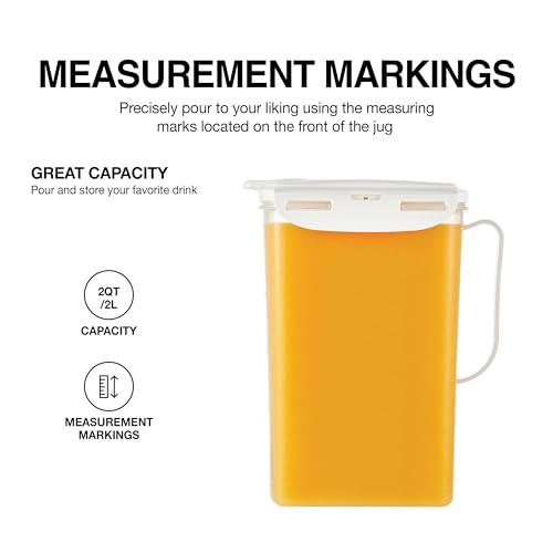 LocknLock Aqua Fridge Door Water Jug with Handle BPA Free Plastic Pitcher with Flip Top Lid Perfect for Making Teas and Juices, 2 Quarts, Ivory - Image 4