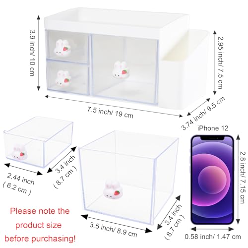 SAYEEC Desk Organizer with 3 Drawers and Pencil Pen holder, Multi-Functional Desktop Makeup Stationery Accessories Organizer, Desk Organization Storage Box Caddy for Office School Home Vanity Table - Image 2