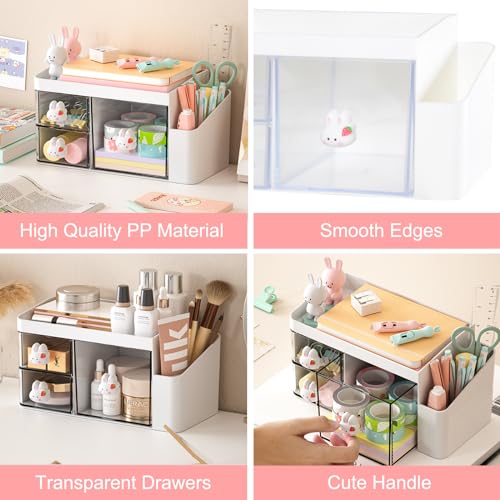 SAYEEC Desk Organizer with 3 Drawers and Pencil Pen holder, Multi-Functional Desktop Makeup Stationery Accessories Organizer, Desk Organization Storage Box Caddy for Office School Home Vanity Table - Image 5