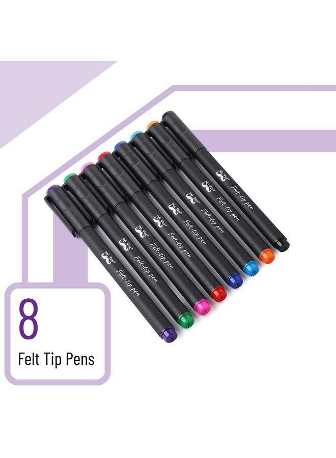 Mr. Pen- Felt Tip Pens, Pens Fine Point, Pack of 8, Fast Dry, No Smear, Colored Pens, Journaling Pens, Felt Pens, Planner Markers, Planner Pens, Christmas Gift - Image 2