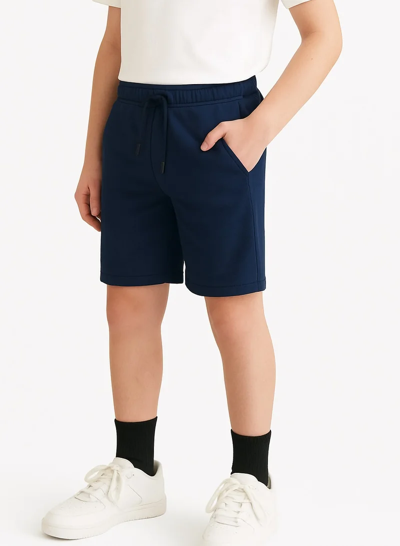 فكتور اند جين Kids French Terry 100% Cotton Shorts - Navy