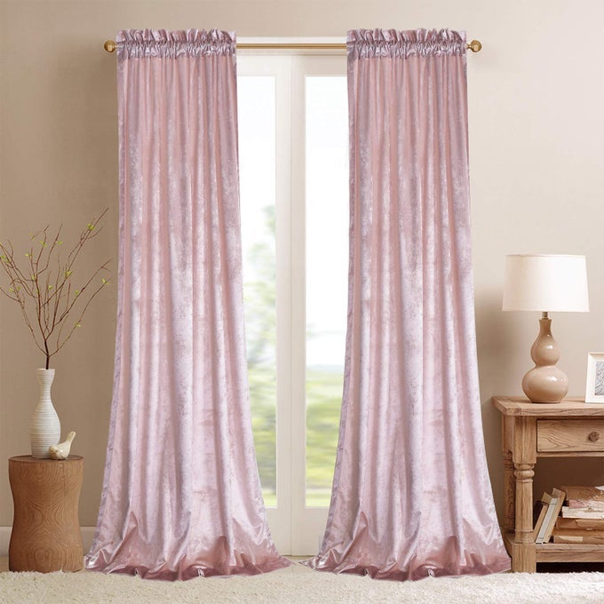 Velvet Curtain Panels Ballet Pink Room Darkening Window Super Soft Luxury Drapes for Bedroom Thermal Insulated Rod Pocket Curtain for Living Room 2 Panels 52 by 84 Inch