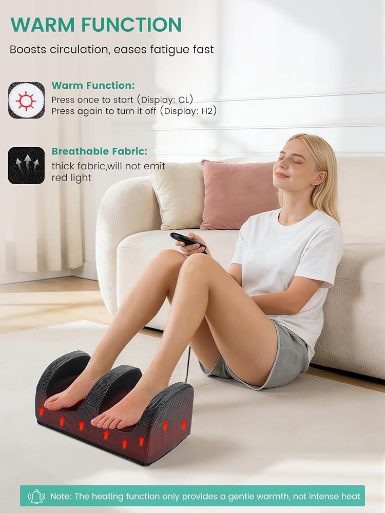Deciniee Shiatsu Foot Massagers for Pain and Circulation:Circulation Booster for Feet and Legs-Electric Foot Massager with Heat-Calf Massager with Massage Rollers-Gifts for Women and Men-Black - Image 5