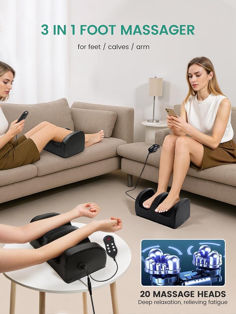 Deciniee Shiatsu Foot Massagers for Pain and Circulation:Circulation Booster for Feet and Legs-Electric Foot Massager with Heat-Calf Massager with Massage Rollers-Gifts for Women and Men-Black - Image 3