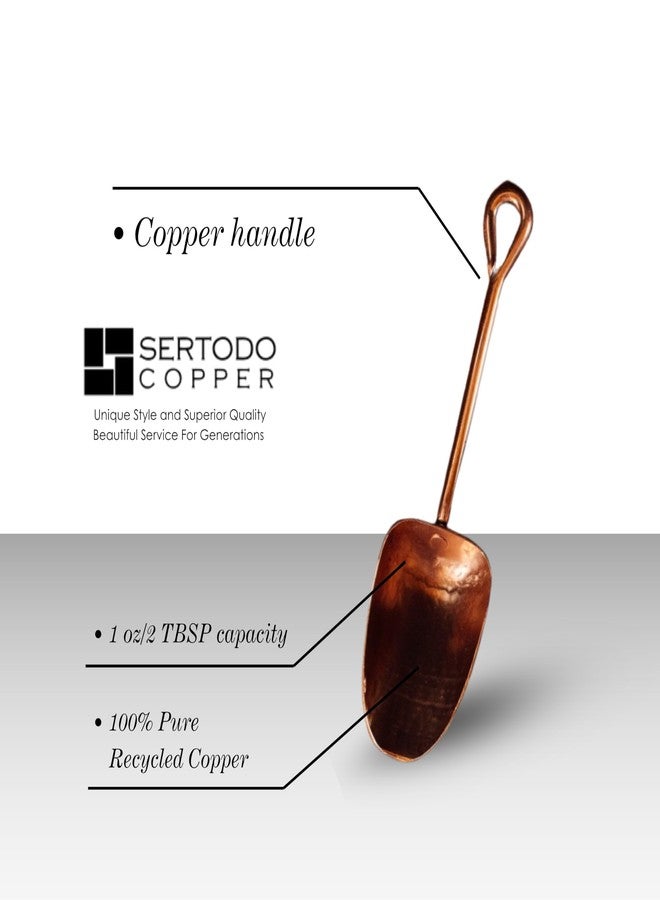 Sertodo Copper Scoop for Coffee and Spices | Solid Copper, Heavy Gauge, Hand Hammered | Copper Handle | 1oz / 2 TBSP Capacity - Image 3