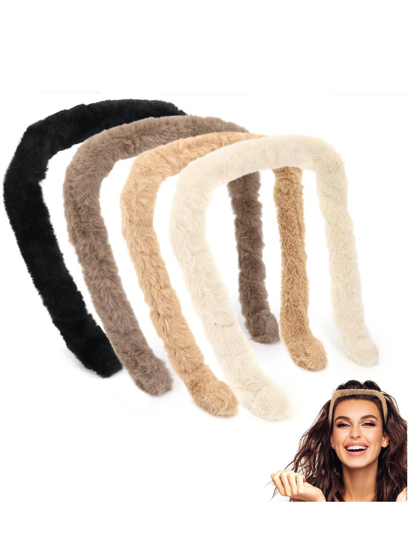 Loquat 4Packs Woollen Headband, Square Headband Like Sunglasses for Curly Thick Hair, Invisible Hair Hoop Square Headbands Fits Like Sunglasses Hairband Glasses Headband for Women - Image 1