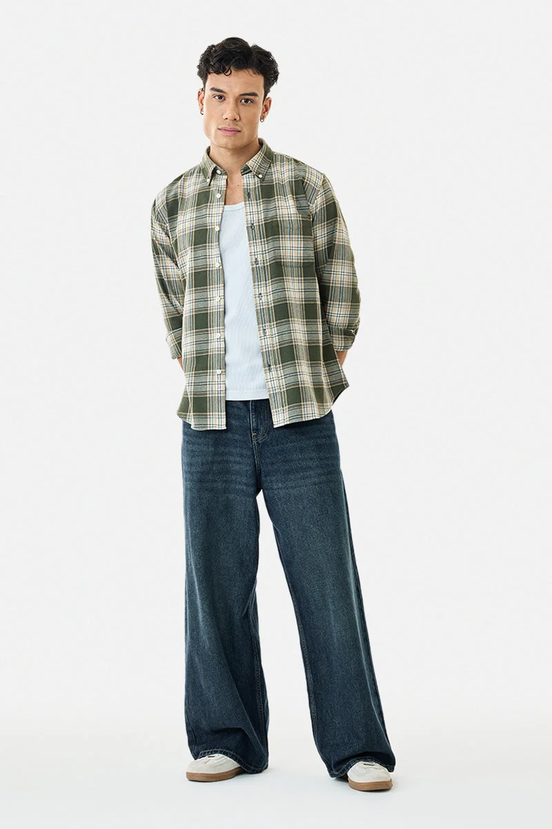 SNITCH Light Flannel Slim Fit Checks Shirt