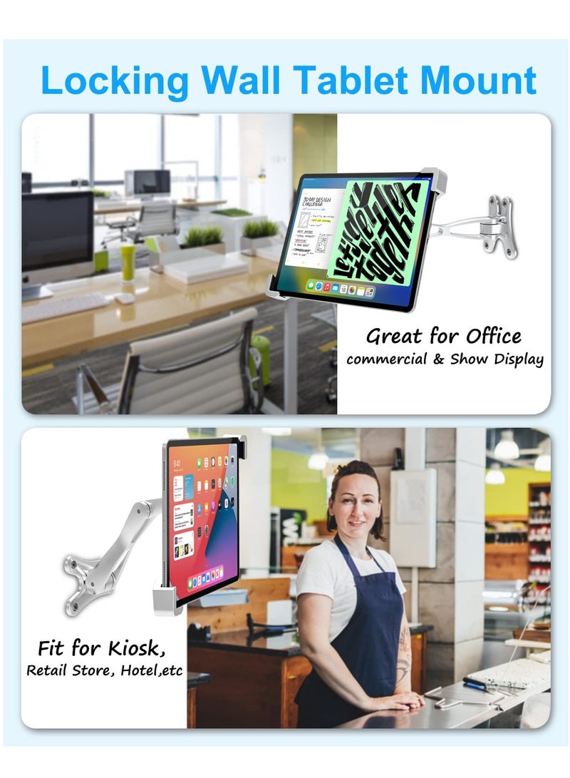 SYOSI Locking Wall Tablet Mount Secure iPad Holder for Store POS Kiosk Show Display Public Office Warehouse Landscape Anti Theft Design with Lock and Key for iPad 11 Air Galaxy Tab, and More 7-11" Tablet - Image 5