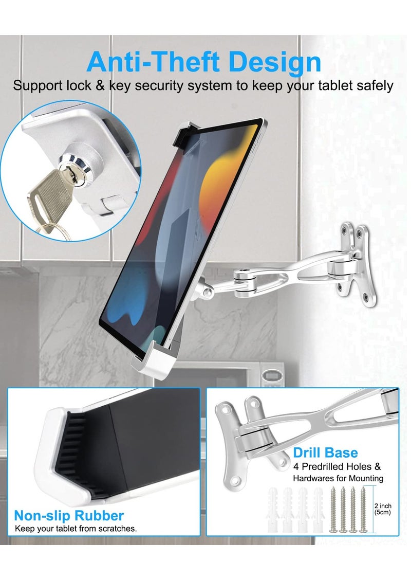 SYOSI Locking Wall Tablet Mount Secure iPad Holder for Store POS Kiosk Show Display Public Office Warehouse Landscape Anti Theft Design with Lock and Key for iPad 11 Air Galaxy Tab, and More 7-11" Tablet - Image 4