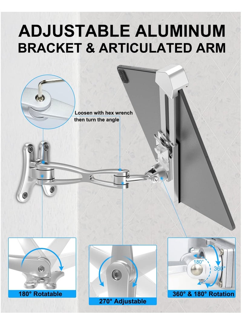 SYOSI Locking Wall Tablet Mount Secure iPad Holder for Store POS Kiosk Show Display Public Office Warehouse Landscape Anti Theft Design with Lock and Key for iPad 11 Air Galaxy Tab, and More 7-11" Tablet - Image 3