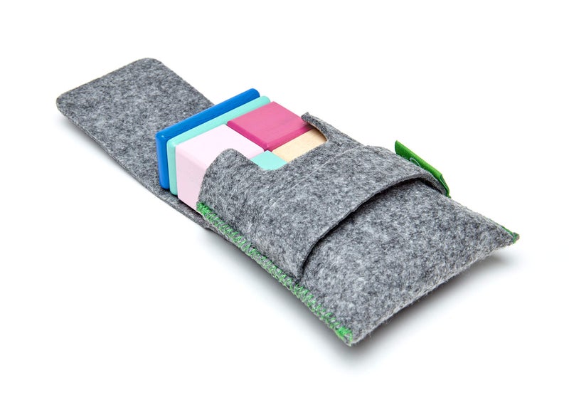 Tegu 8 Piece Tegu Pocket Pouch Magnetic Wooden Block Set, Blossom - Image 2