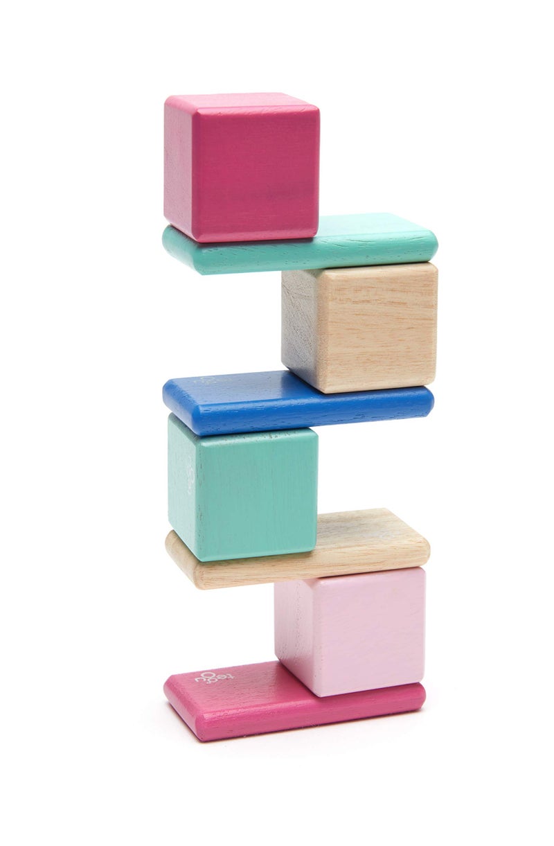 Tegu 8 Piece Tegu Pocket Pouch Magnetic Wooden Block Set, Blossom - Image 5