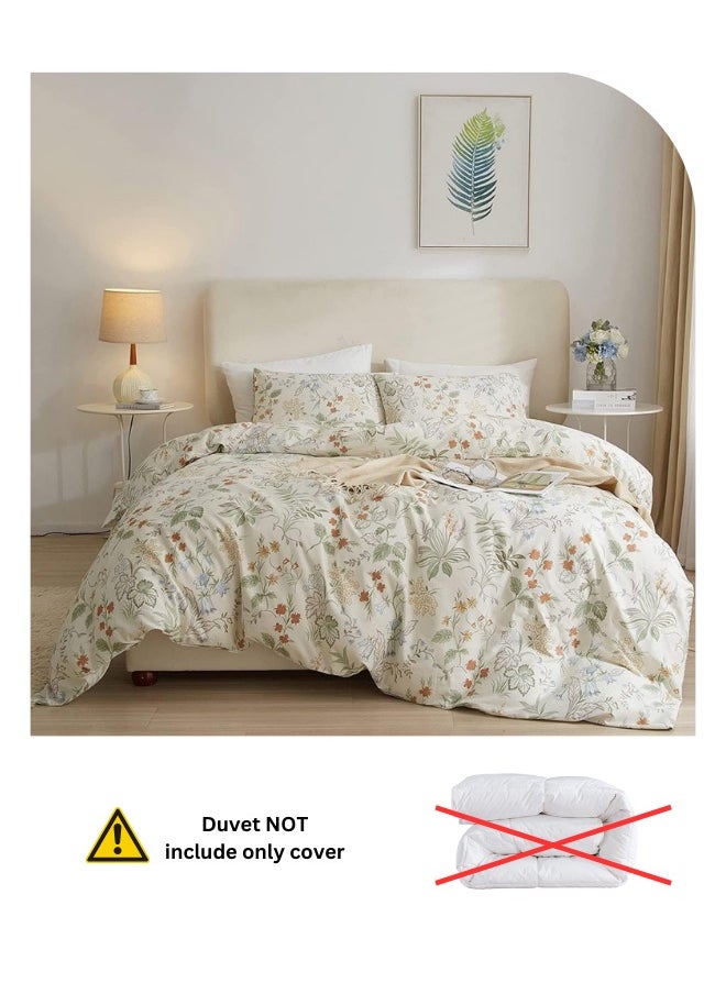 King size, six-piece botanical bedding set without filling featuring a green and gold floral design.