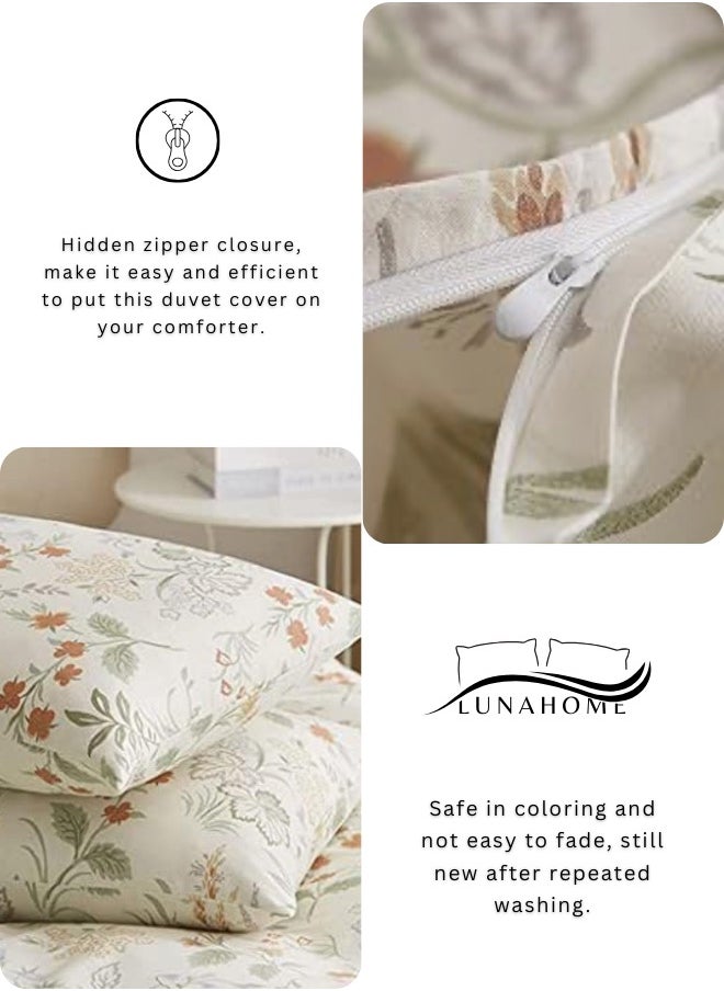 King size, six-piece botanical bedding set without filling featuring a green and gold floral design.
