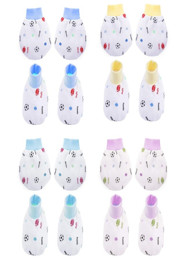 Pokory Mitten and Booties Set for new born baby 0-6 months, Soft Cotton & Socks for baby boy girl - Assorted - Pack of 4 - Image 1